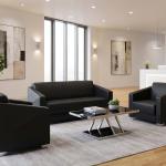 كيارا كنب مكتبي جلد فردي اسود وودي