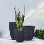 مركن أشجار مخطط صغير رمادي قاتم وودي