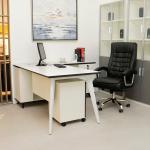 كرسي مكتبي جلد أسود وودي