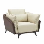 جولز كنب استقبال مكتبي فردي جلد فاخر بيج مع بني وودي