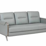 روبيك كنب استقبال مكتبي ثلاثي جلد فاخر رمادي وودي