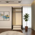 أروبا دولاب 2 باب زجاجي 100 سم بأدراج ووحدة تعليق وودي