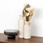 فازة ديكور مع ريش مجفف وودي