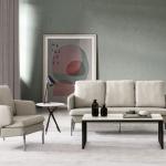 جون كنب مكتبي ثلاثي كريمي 184 سم وودي