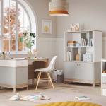 بونو مكتبة كتب رمادي وودي