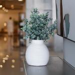 فازة سيراميك بوهيمي مخطط كبيرة وودي