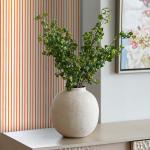 فازة سيراميك دائرية بيج وودي