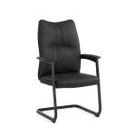 ألفا كرسي زائر جلد أسود وودي