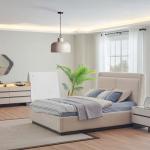 بيلا غرفة نوم 180 × 200 بيج/بني 7 قطع وودي