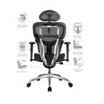 كرسي مدير شبك أسود بمسند رأس وأذرع قابلة للتعديل وودي