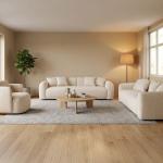 دون كنب رباعي قماش كريمي عرض 280 سم وودي