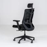 نيتشر كرسي مكتب أسود دوار متحرك بمسند رأس وودي