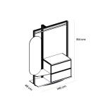 باموكليه وحدة تخزين وتعليق ملابس بمرآة وودي