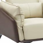 جولز كنب استقبال مكتبي فردي جلد فاخر بيج مع بني وودي