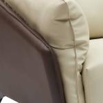 جولز كنب استقبال مكتبي ثلاثي جلد فاخر بيج مع بني وودي