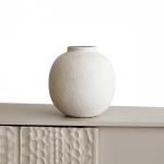 فازة سيراميك دائرية بيج وودي