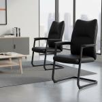 ألفا كرسي زائر جلد أسود وودي