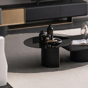 جراند طاولة قهوة بسطح زجاجي وودي