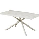 تكساس طاولة طعام من حجر الترافرتين بدون كراسي وودي