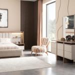 لوجانو غرفة نوم 180 × 200 كريمي 7 قطع وودي