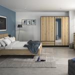 مميزان طقم غرفة نوم 160 × 200 بيج 4 قطع وودي