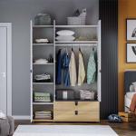 سولد دولاب ملابس 3 أبواب خشبي-أبيض وودي