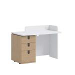 سولد مكتب مع رف خشبي-أبيض 120 سم وودي