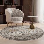 جونا سجاد بلجيكي دائري رمادي بنقوش وزخارف أنيقة