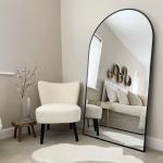 مرآه أرضية بإطار خشبي أسود وودي