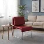 ديمي كرسي أسترخاء جلد أحمر وودي