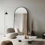 مرآه أرضية بإطار خشبي أسود وودي