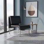 ديمي كرسي أسترخاء جلد أسود وودي