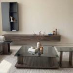 بيتي طاولة جانبية زجاج وودي