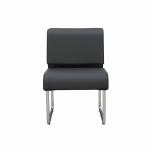 ديمي كرسي أسترخاء جلد أسود وودي