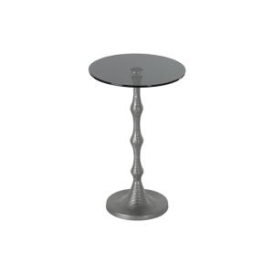 سيلفر طاولة خدمة بقاعدة معدنية وودي - زجاج-عسلي