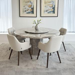 لومار طاولة طعام رخام صناعي بدون كراسي وودي