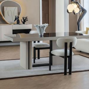 بونتي طاولة طعام بسطح زجاجي بدون كراسي وودي - 8-كراسي