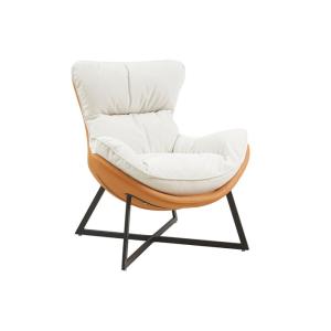 زوري كنب فردي جلد برتقالي مودرن وودي