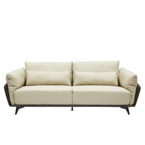 جولز كنب استقبال مكتبي ثلاثي جلد فاخر بيج مع بني وودي