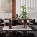 نيو لزبون طاولة طعام خشبي بني بدون كراسي وودي - 12-شخص