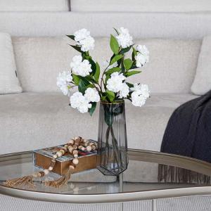 فازة زجاج رصاصي شفاف كبيرة وودي