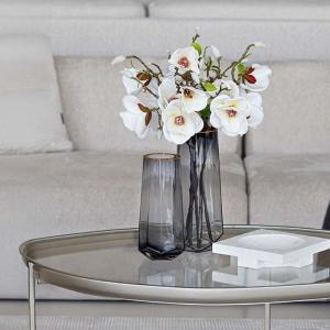 فازة زجاج رصاصي شفاف صغيرة وودي