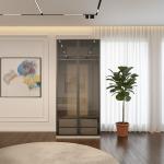 أروبا دولاب 2 باب زجاجي 100 سم بأدراج ووحدة تعليق وودي