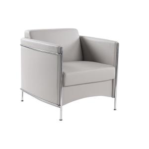 زها كنب مكتبي جلد رمادي وودي