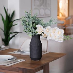 فازة سيراميك كبيرة باللون الاسود وودي