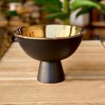 وعاء مائدة أسود - ذهبي وودي