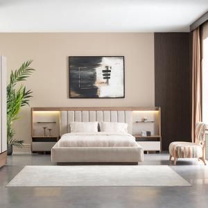لوجانو غرفة نوم 180 × 200 كريمي 7 قطع وودي