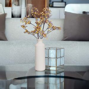 فازة سيراميك طويلة كريمي وودي