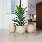 مركن أشجار فخار بيج كبير وودي