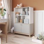 بونو مكتبة كتب رمادي وودي